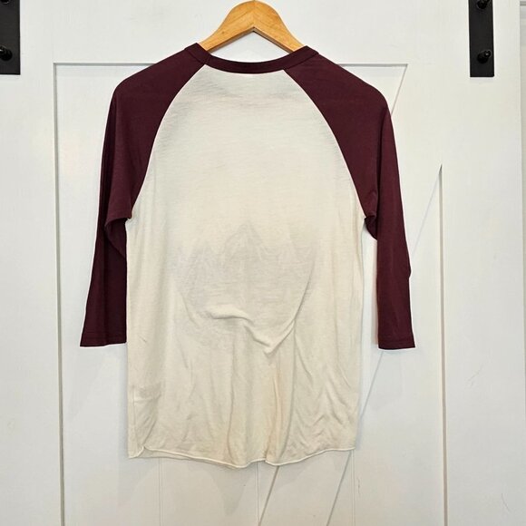 OBEY Size Small Raglan T-Shirt Maroon Big Foot Print “Stay Weird and Live Free” - Picture 3 of 9